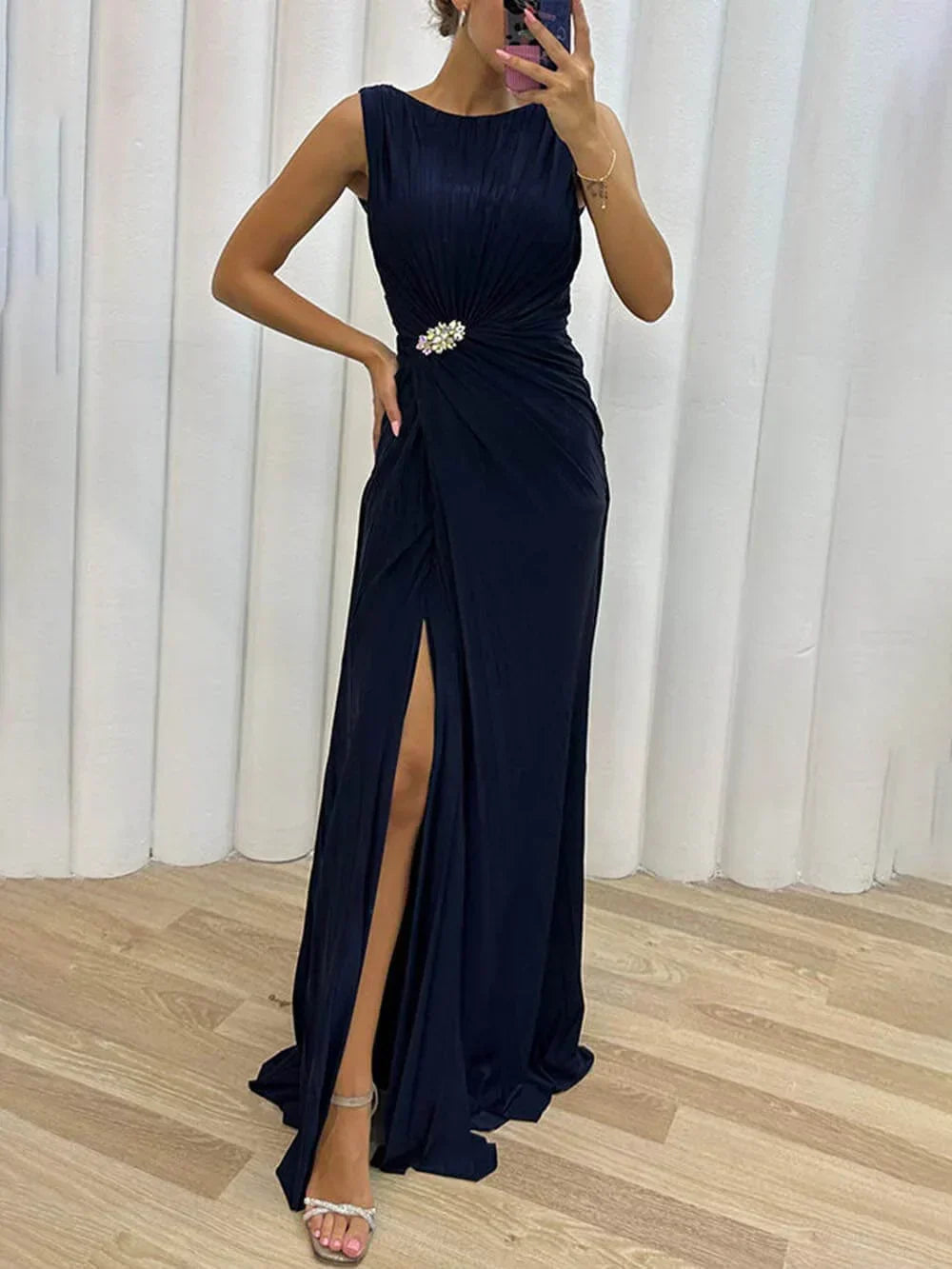 Serena Pleated Maxi Evening Dress
