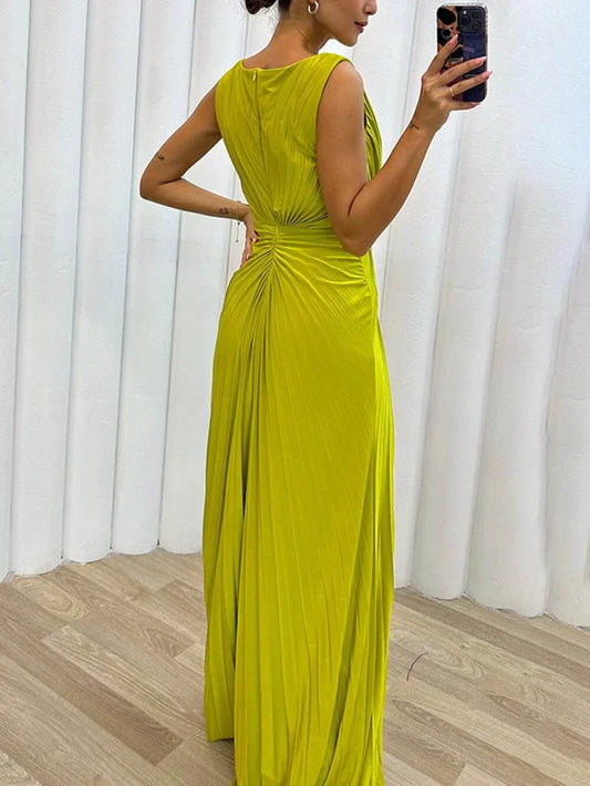 Serena Pleated Maxi Evening Dress
