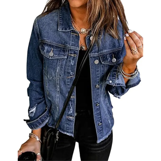 DENIM™ – Distressed Boyfriend Denim Jacket