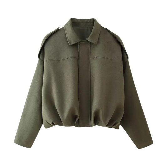 PETRA™ – Vintage Suede Epaulet Bomber Jacket