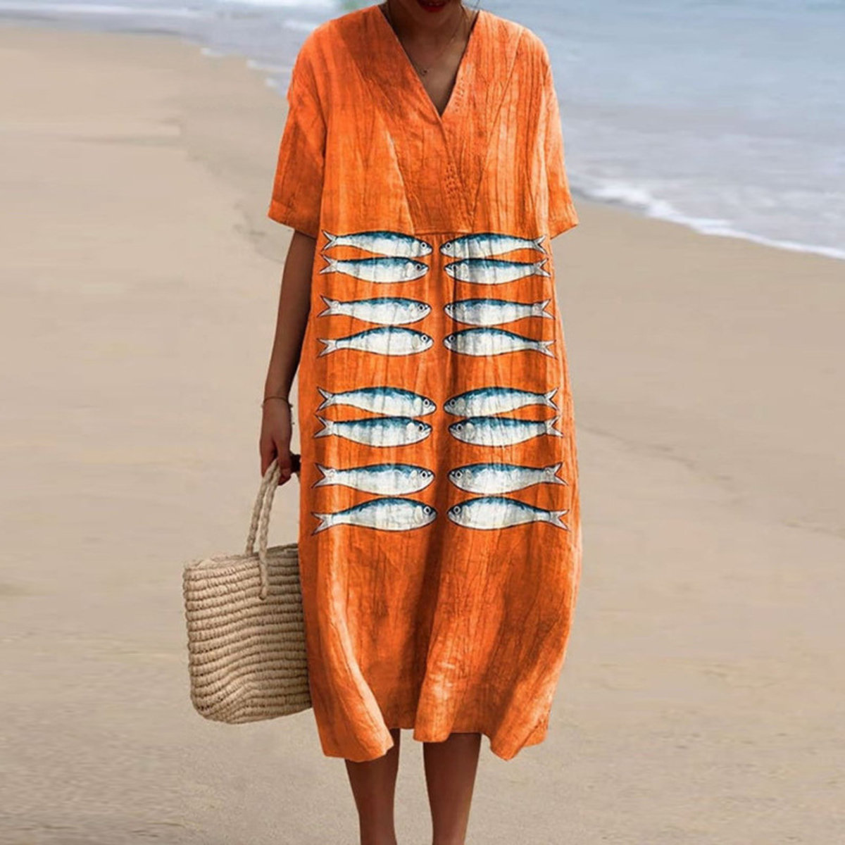 Kailani™ | Coastal Sardine Line Art Dress