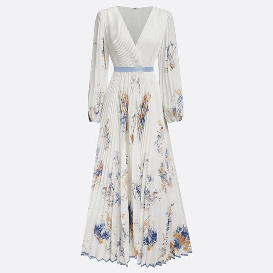 Rose - Summer Beach Dress – Sleeveless Floral Print V-Neck Flowy Maxi Dress for Women