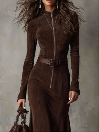 Zipper Midi Dress
