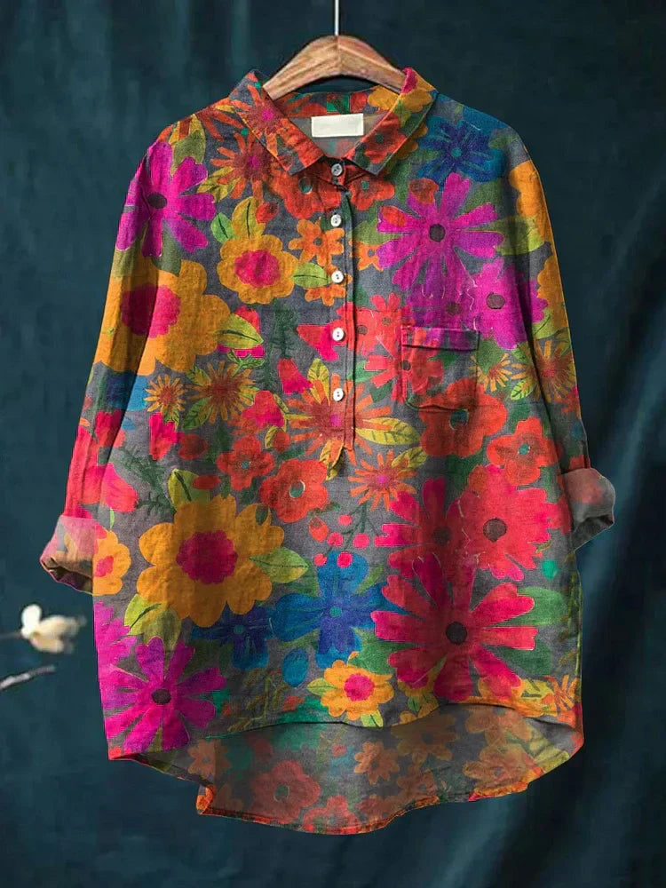 Clara™  Playful Plant Art Shirt