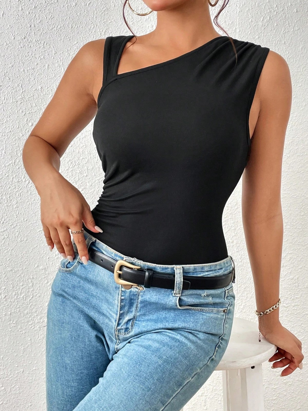 Elara Asymmetric Neckline Tank Top