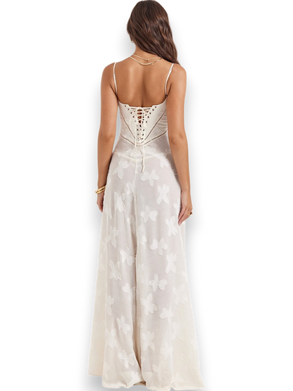 Amara Blossom White Floral Vintage Gown