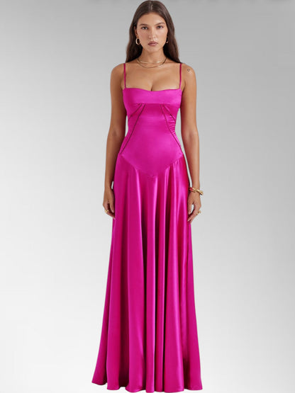 Anabel White Satin Lace-Up Evening Gown