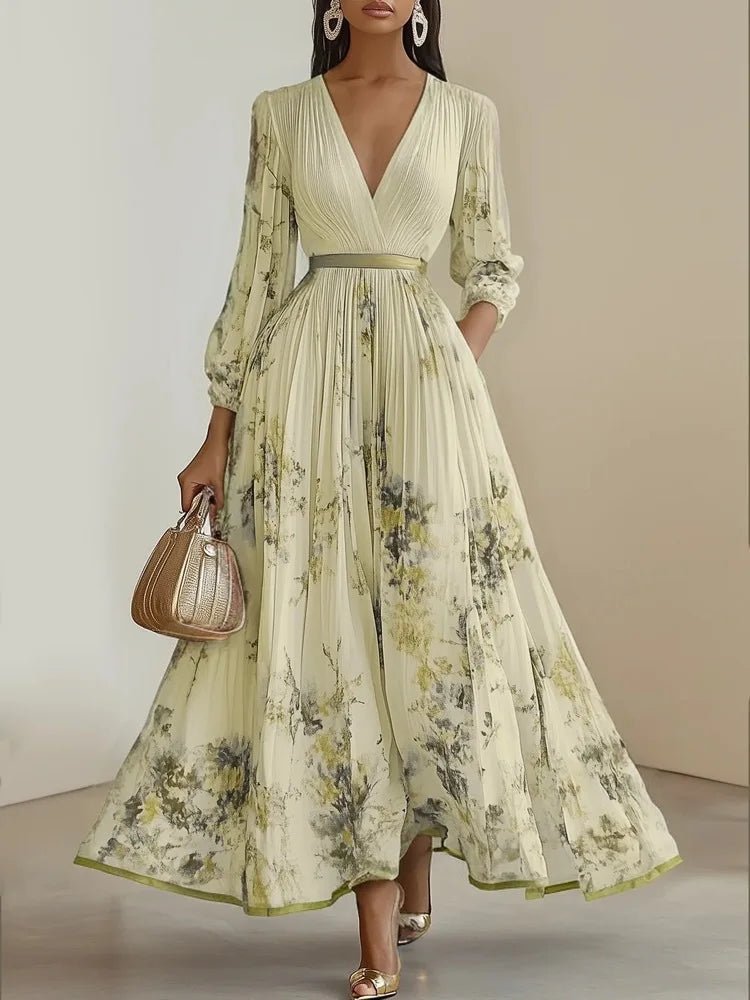 Rose - Summer Beach Dress – Sleeveless Floral Print V-Neck Flowy Maxi Dress for Women