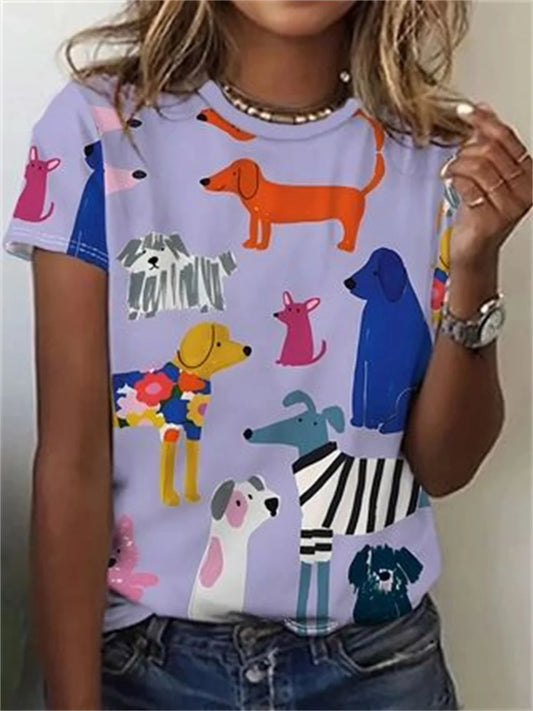 Avrille™ Stylish T-shirt with Dog Print