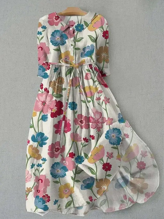 Sienna™ Button-Up Waist Tie Floral Dress