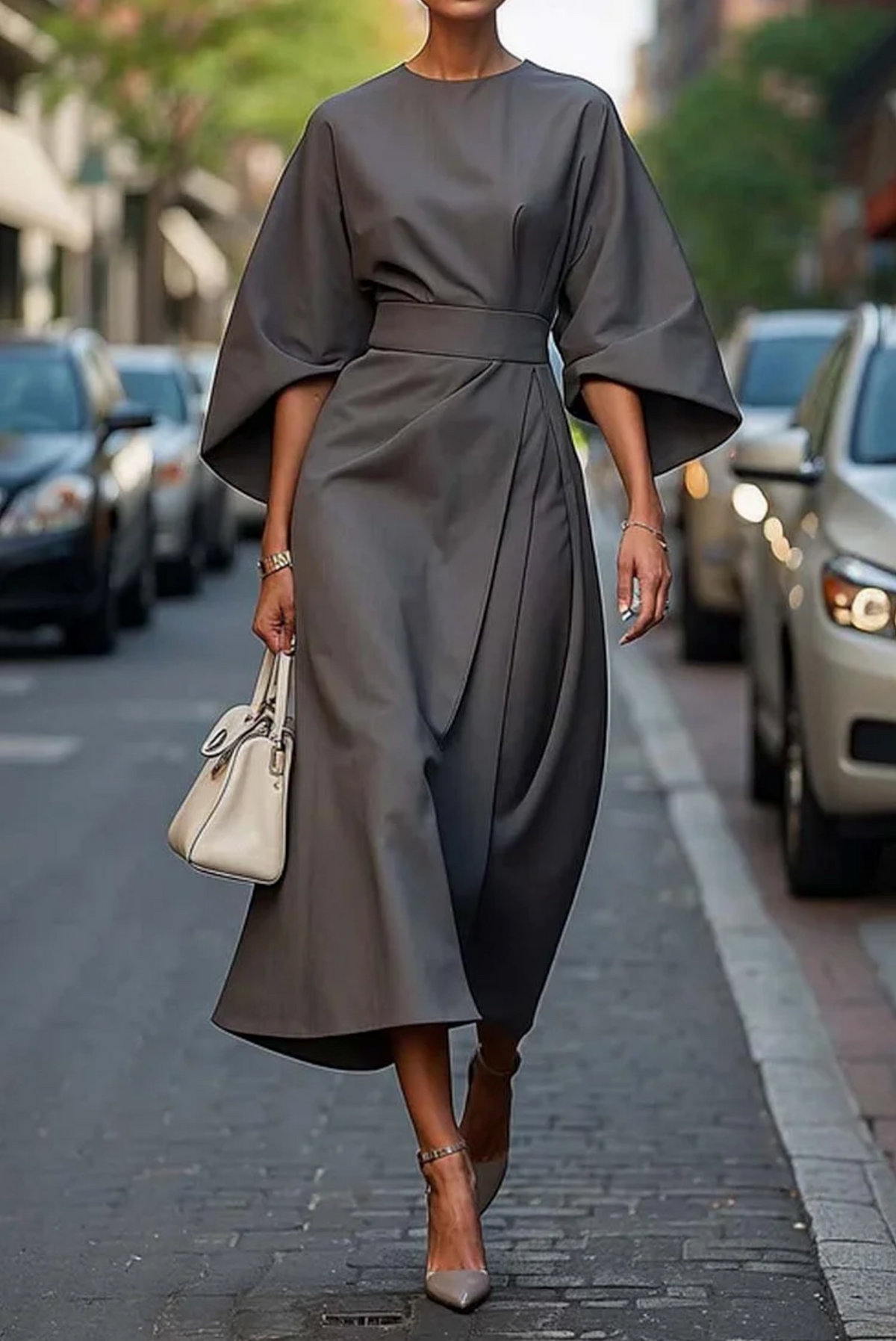 Louise | Maxi Length Evening Dress with Belt