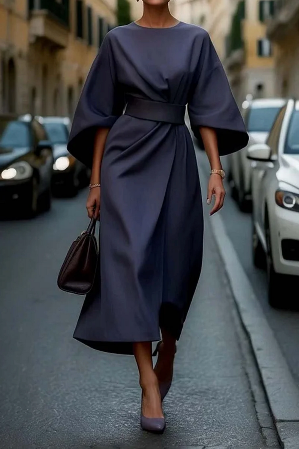 Louise | Maxi Length Evening Dress with Belt