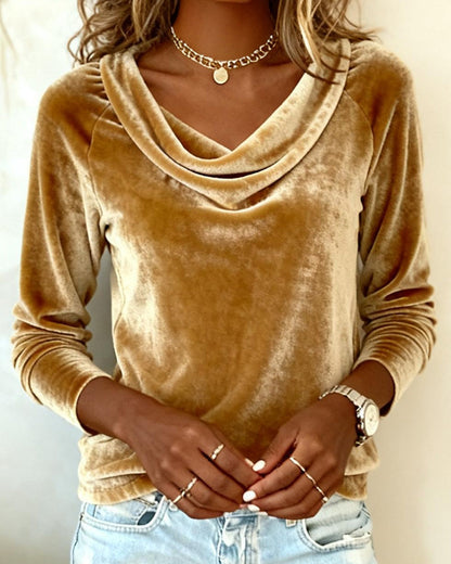 Lexi - Long Sleeve Velvet Top Solid Color